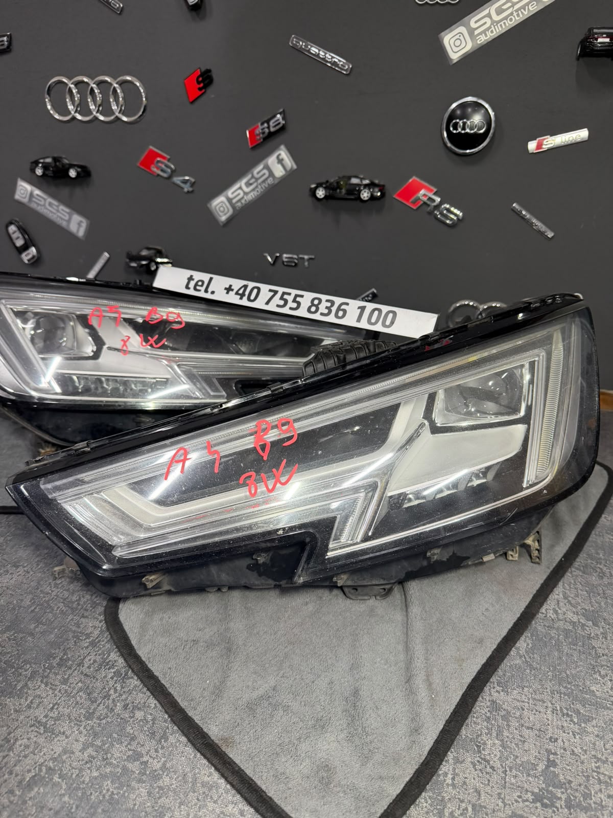 Far Full LED Audi A4 B9 8W, vedere frontală a dispersorului