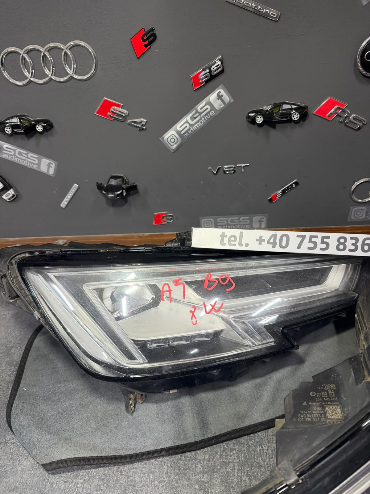 Far Full LED Audi A4 B9 8W, semnătura luminoasă de zi