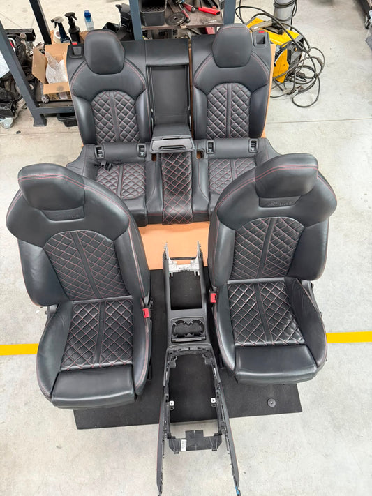 Interior complet Competition Audi A6 C7 A7 4G, piele neagră cu cusătură roșie