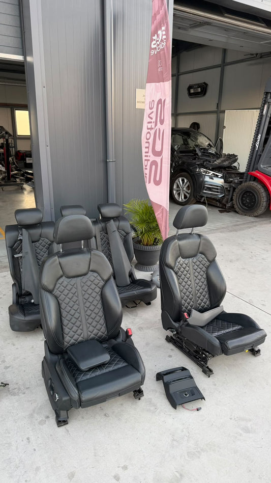 Interior complet S line Audi Q5 FY, scaune piele neagră cu romburi